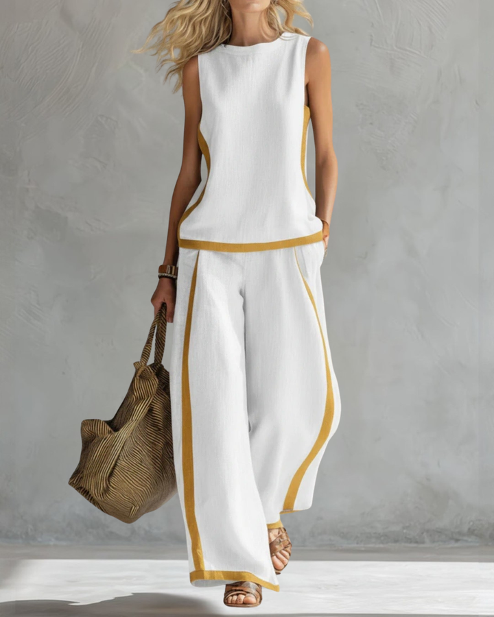 Elegant Sleeveless and Wide Trouser Set