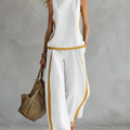 Elegant Sleeveless and Wide Trouser Set