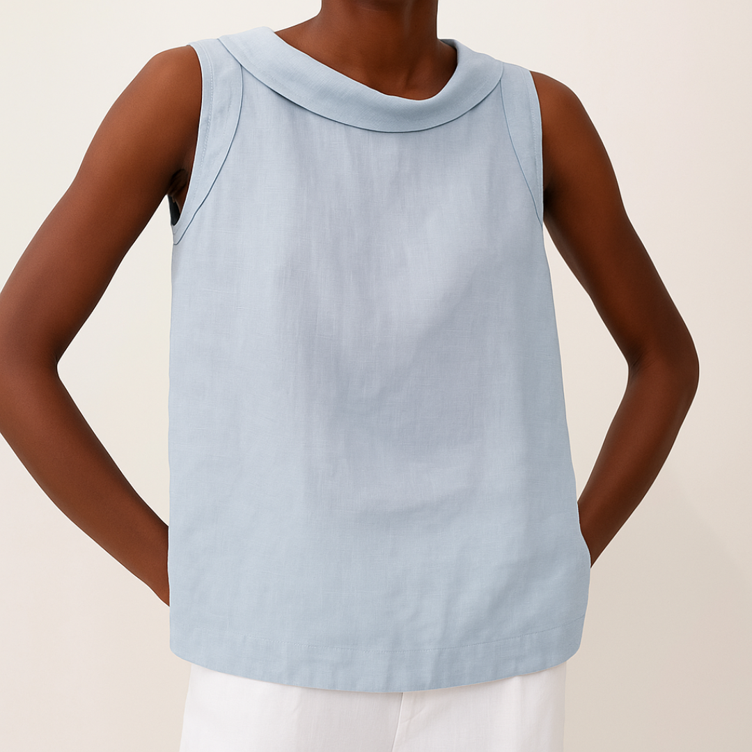 Casual Sleeveless Roll Collar Top