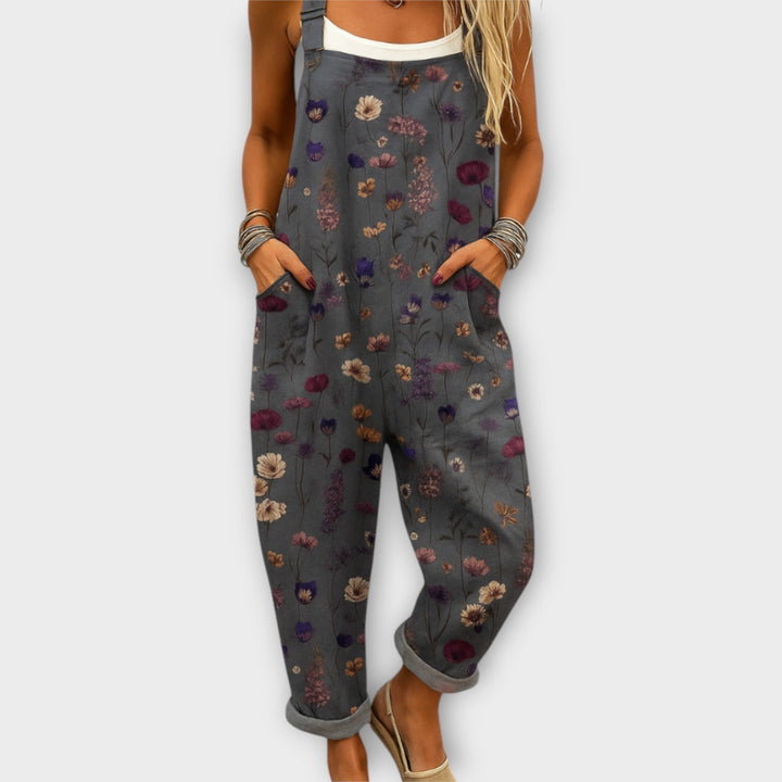 Retro Elegant Floral Print Jumpsuit
