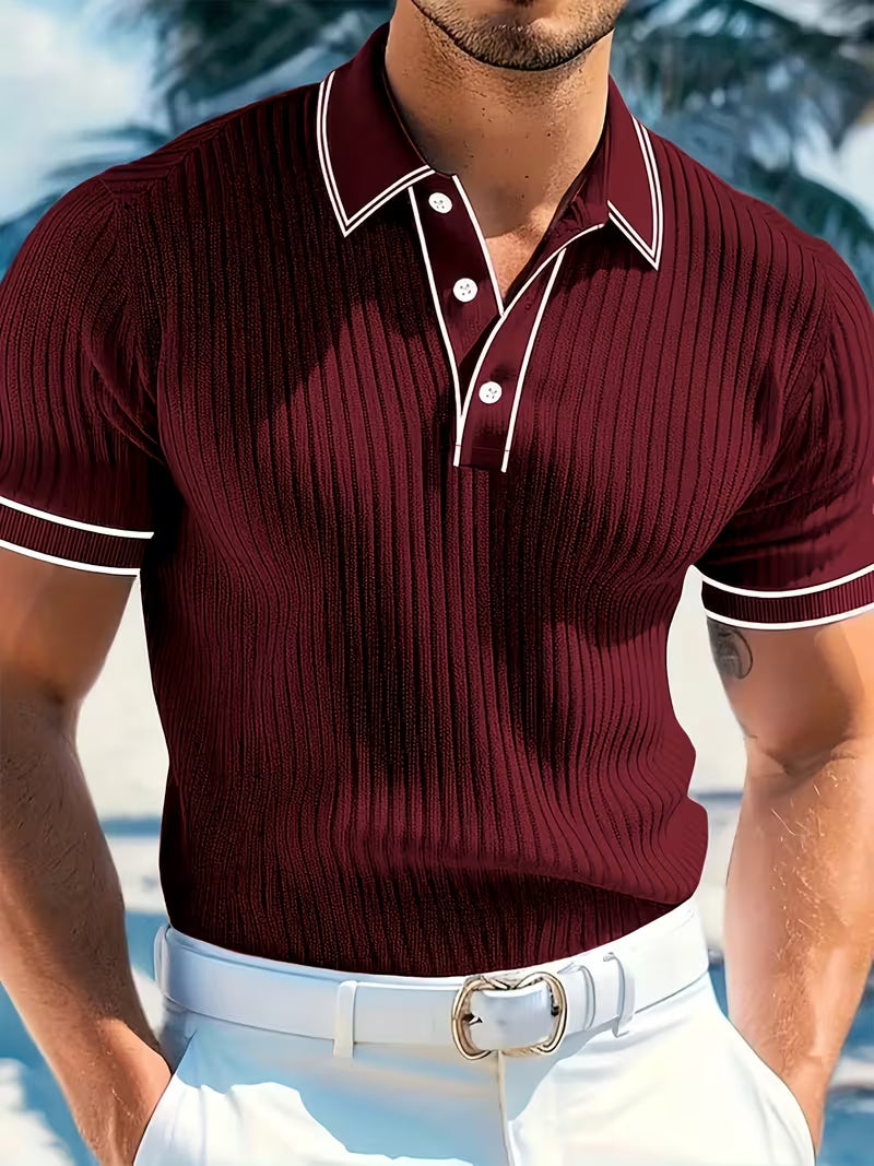 Color-Blocked Short Sleeve Polo Shirt