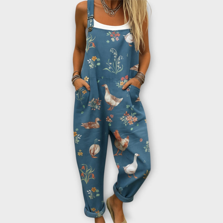 Retro Elegant Floral Print Jumpsuit