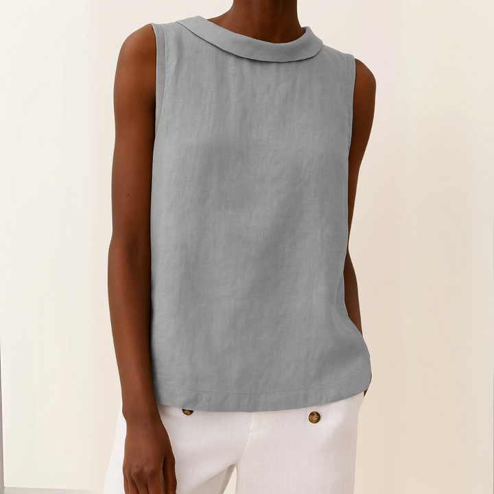 Casual Sleeveless Roll Collar Top