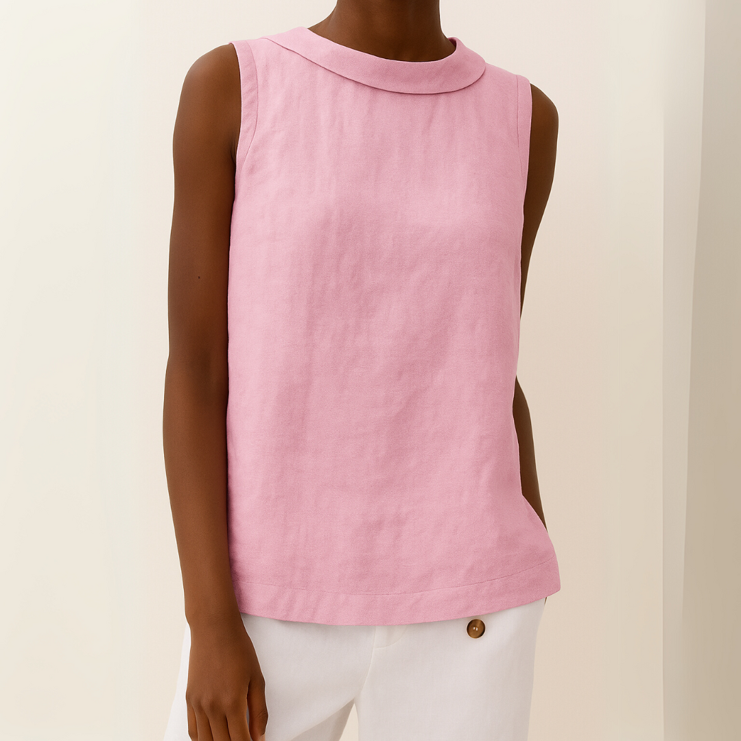 Casual Sleeveless Roll Collar Top