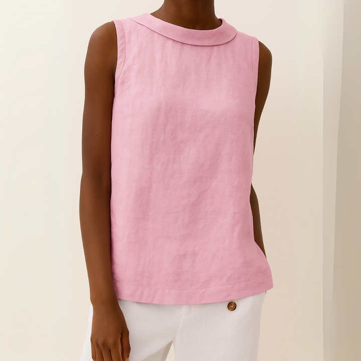Casual Sleeveless Roll Collar Top