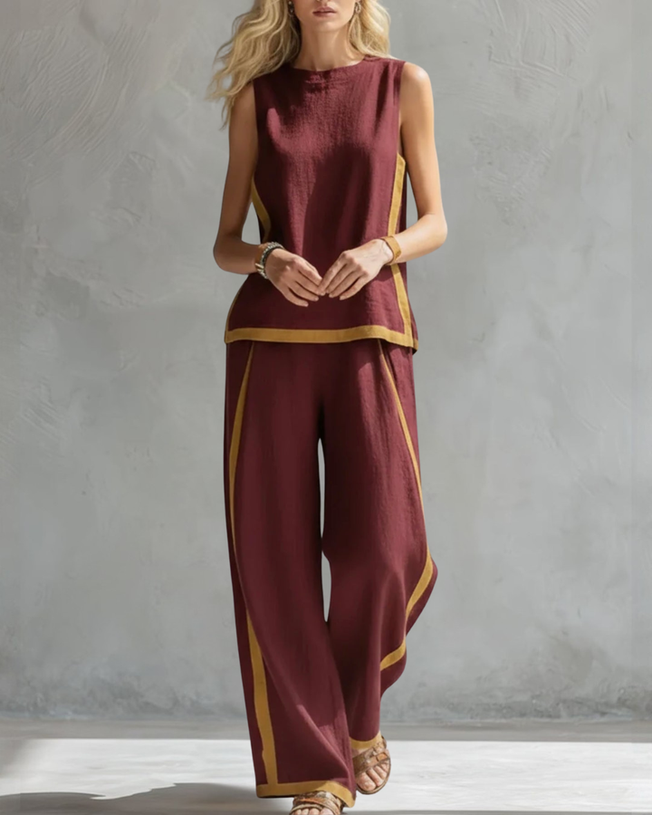 Elegant Sleeveless and Wide Trouser Set