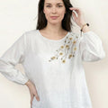 100% Cotton-Linen Embroidered Blouse