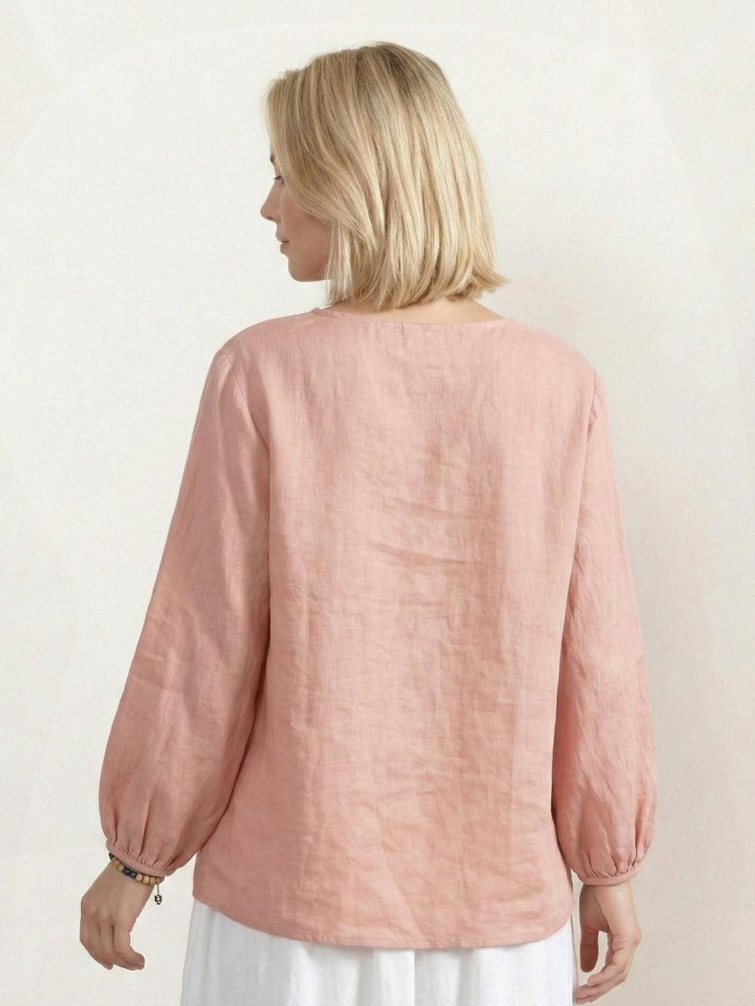100% Cotton-Linen Embroidered Blouse