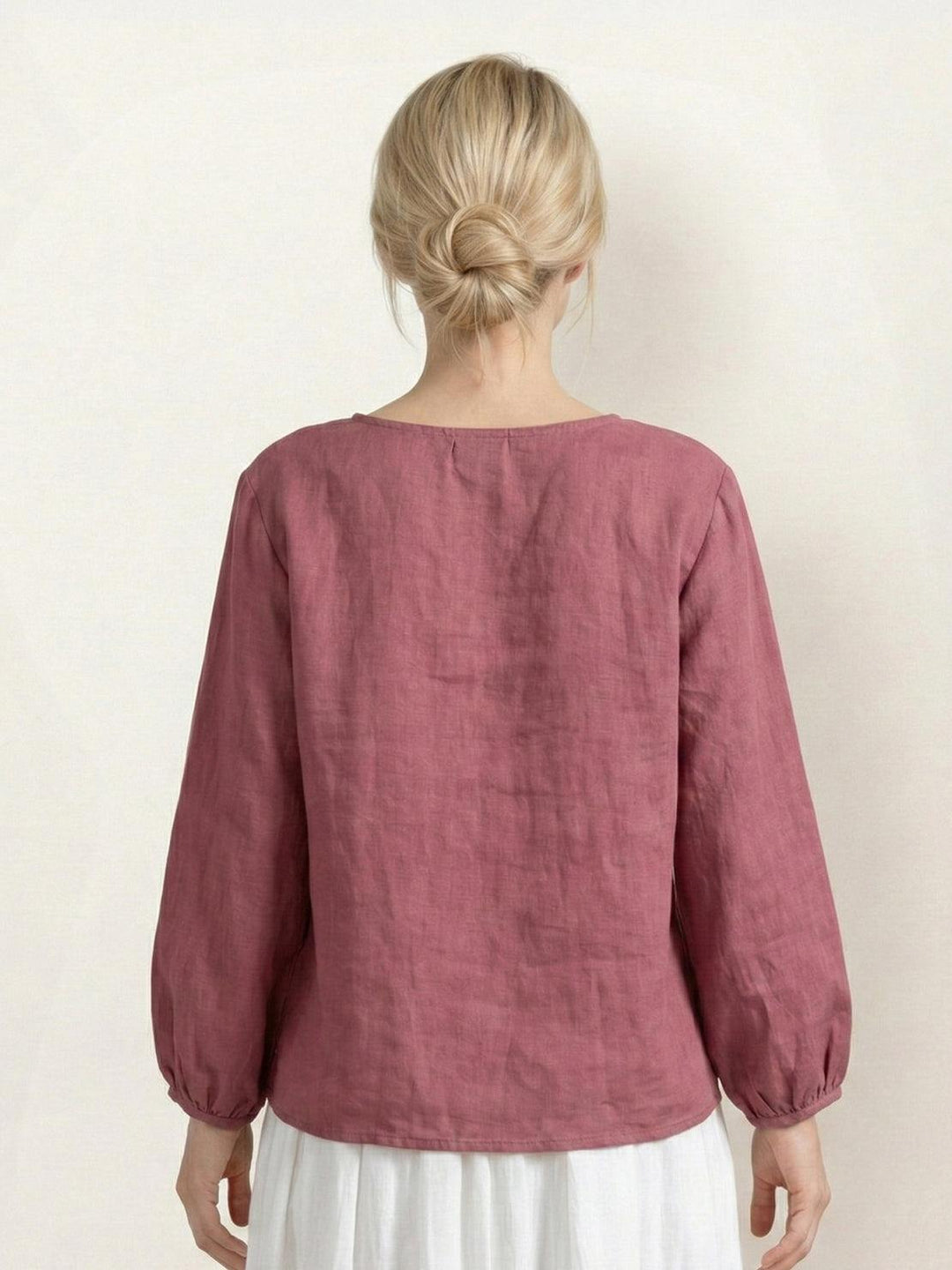 100% Cotton-Linen Embroidered Blouse