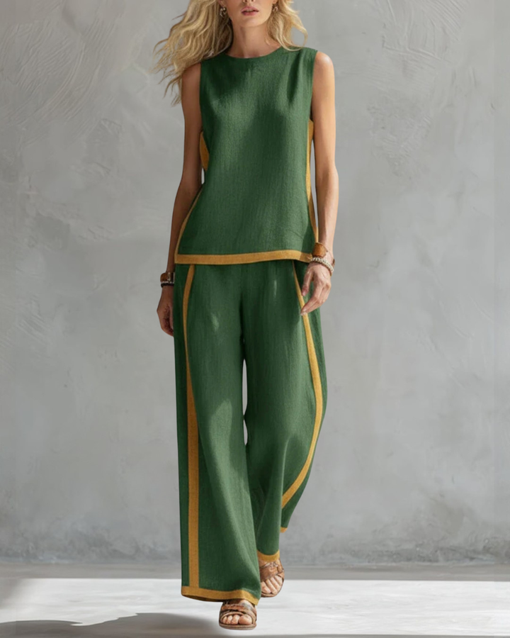 Elegant Sleeveless and Wide Trouser Set