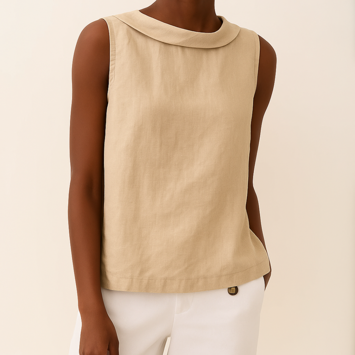 Casual Sleeveless Roll Collar Top