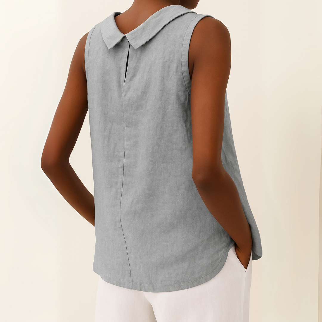 Casual Sleeveless Roll Collar Top
