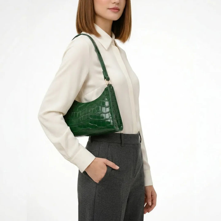Valmera | Women's Croc-Embossed Baguette Shoulder Bag
