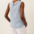 Casual Sleeveless Roll Collar Top