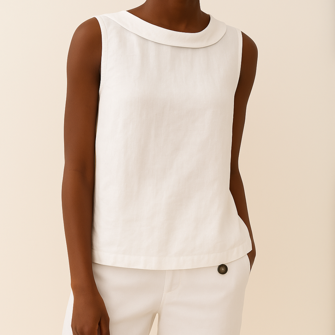 Casual Sleeveless Roll Collar Top