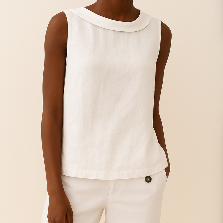 Casual Sleeveless Roll Collar Top