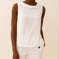 Casual Sleeveless Roll Collar Top