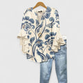 Elegant Ruffle Sleeve Floral Blouse