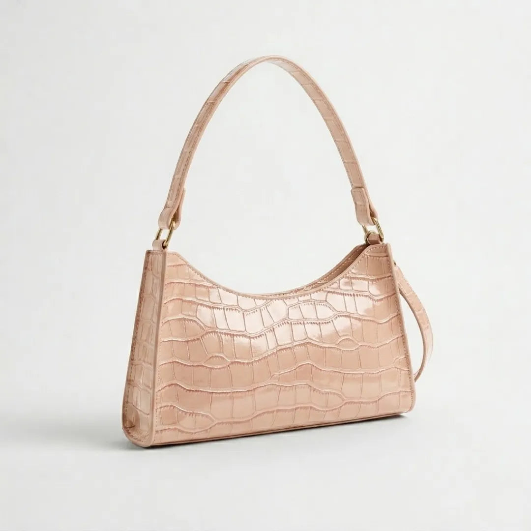 Valmera | Women's Croc-Embossed Baguette Shoulder Bag