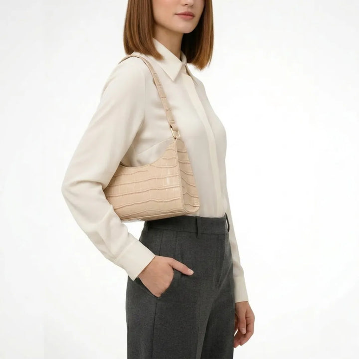 Valmera | Women's Croc-Embossed Baguette Shoulder Bag