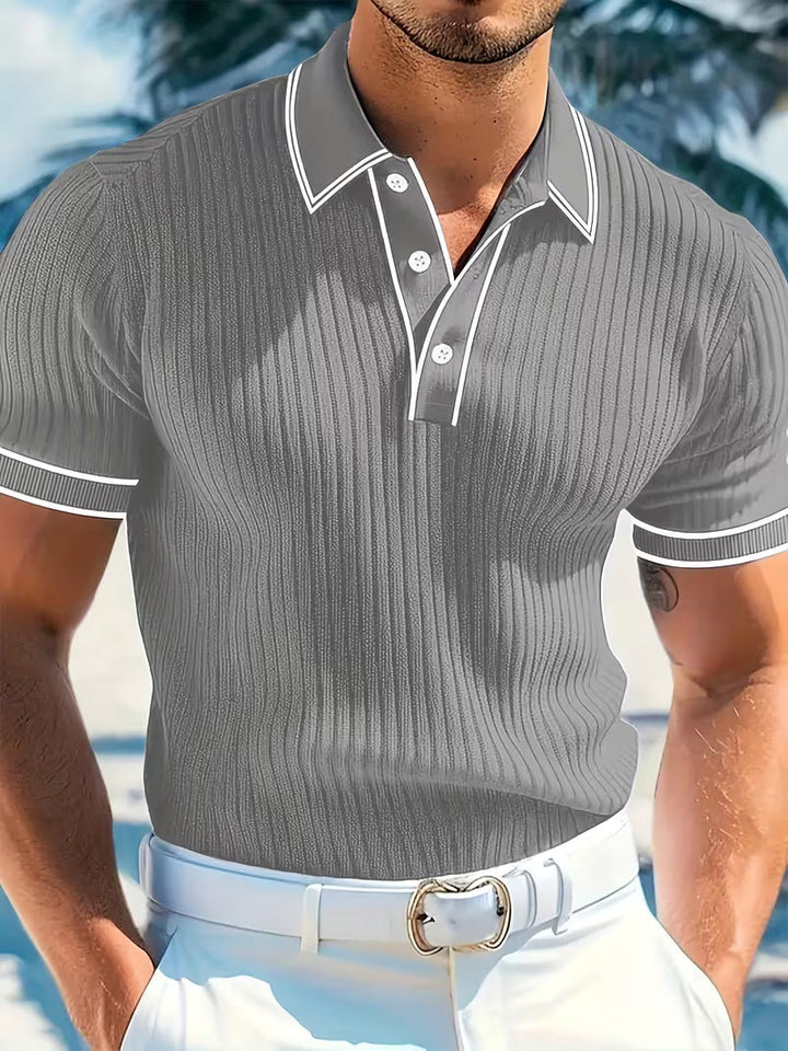 Color-Blocked Short Sleeve Polo Shirt