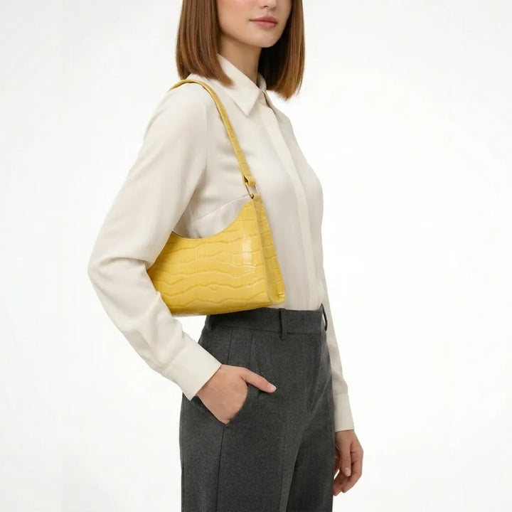 Valmera | Women's Croc-Embossed Baguette Shoulder Bag