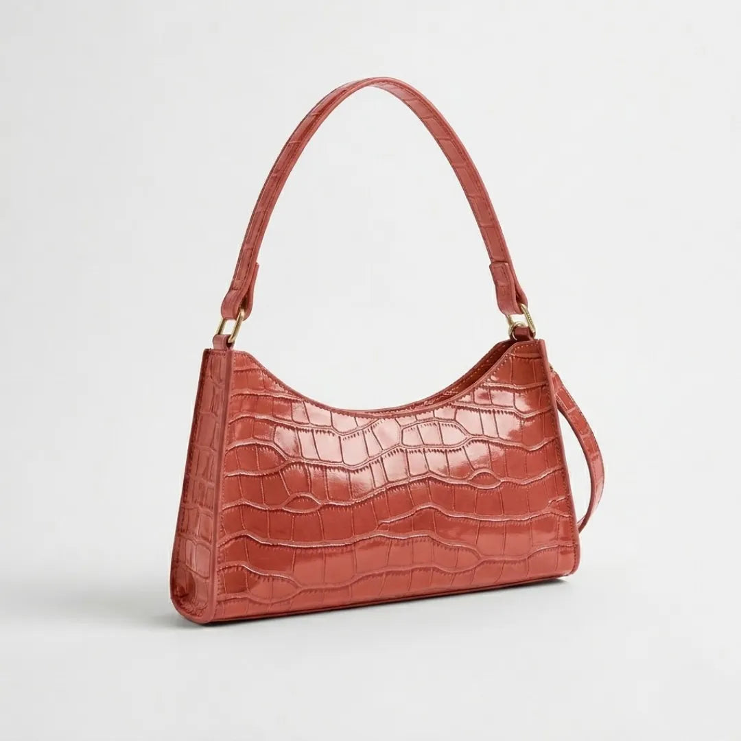 Valmera | Women's Croc-Embossed Baguette Shoulder Bag
