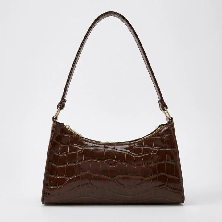 Valmera | Women's Croc-Embossed Baguette Shoulder Bag