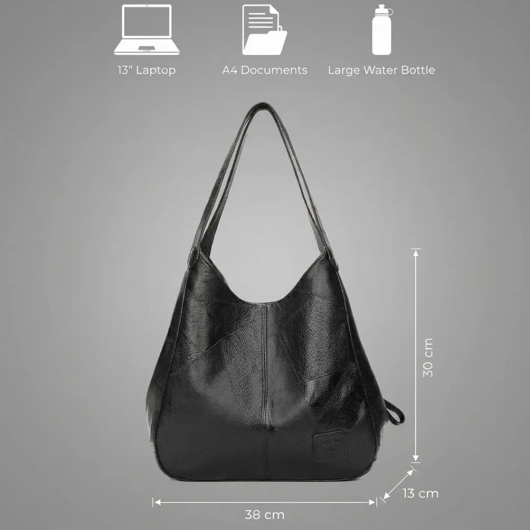 Trieste | Women's Black Vegan Leather Hobo Shoulder Bag