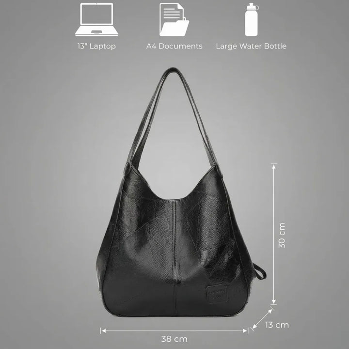 Trieste | Women's Black Vegan Leather Hobo Shoulder Bag