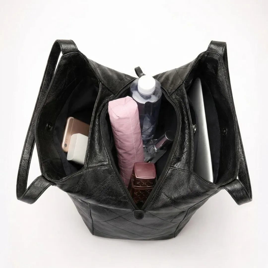 Trieste | Women's Black Vegan Leather Hobo Shoulder Bag