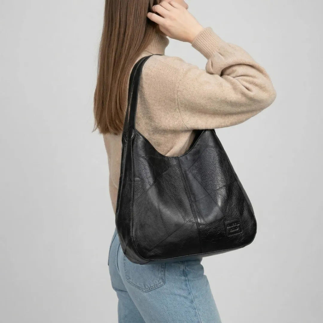 Trieste | Women's Black Vegan Leather Hobo Shoulder Bag