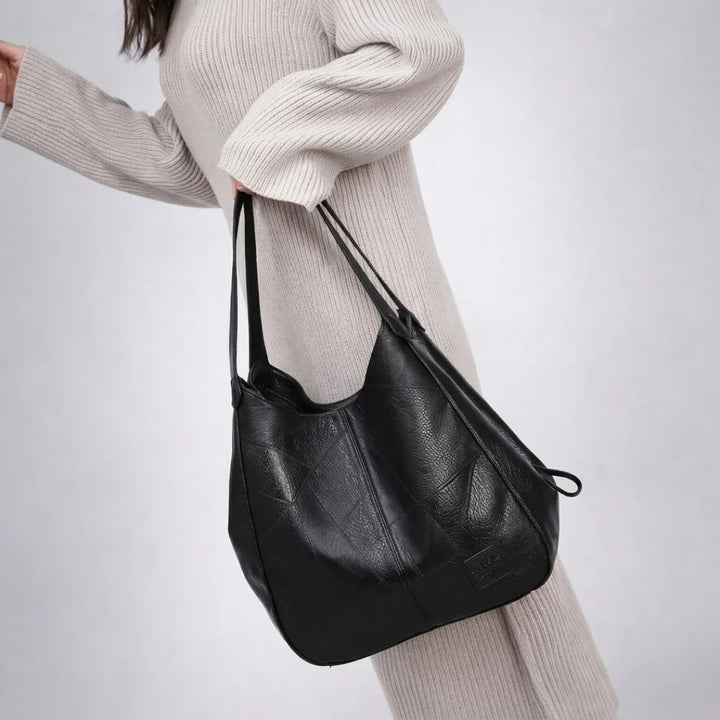 Trieste | Women's Black Vegan Leather Hobo Shoulder Bag