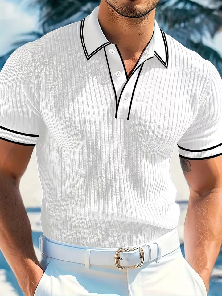 Color-Blocked Short Sleeve Polo Shirt
