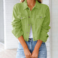 Cropped Relaxed Fit Denim Jacket with Chest Pockets