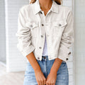 Cropped Relaxed Fit Denim Jacket with Chest Pockets