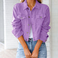 Cropped Relaxed Fit Denim Jacket with Chest Pockets