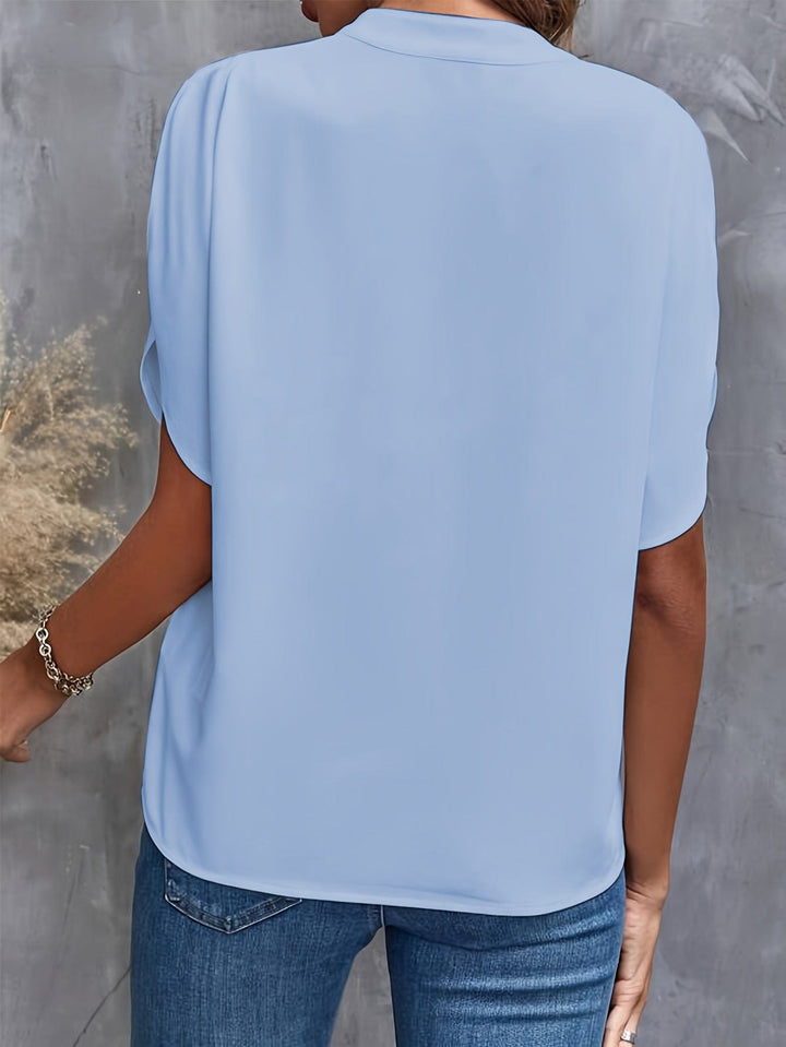 Elegant Draped V-Neck Blouse