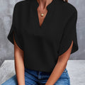 Elegant Draped V-Neck Blouse