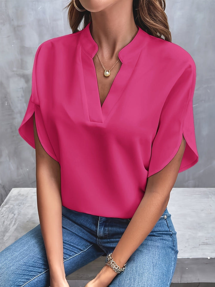 Elegant Draped V-Neck Blouse