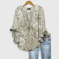 Elegant Ruffle Sleeve Floral Blouse