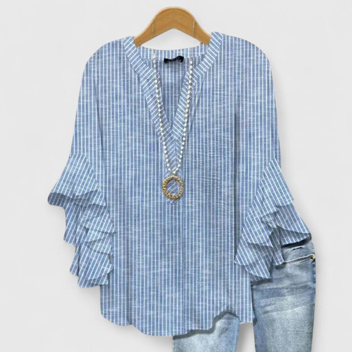 Elegant Ruffle Sleeve Floral Blouse