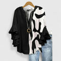 Elegant Ruffle Sleeve Floral Blouse