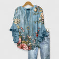 Elegant Ruffle Sleeve Floral Blouse