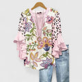 Elegant Ruffle Sleeve Floral Blouse
