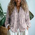 Elegant Vintage Leaf Print Shirt