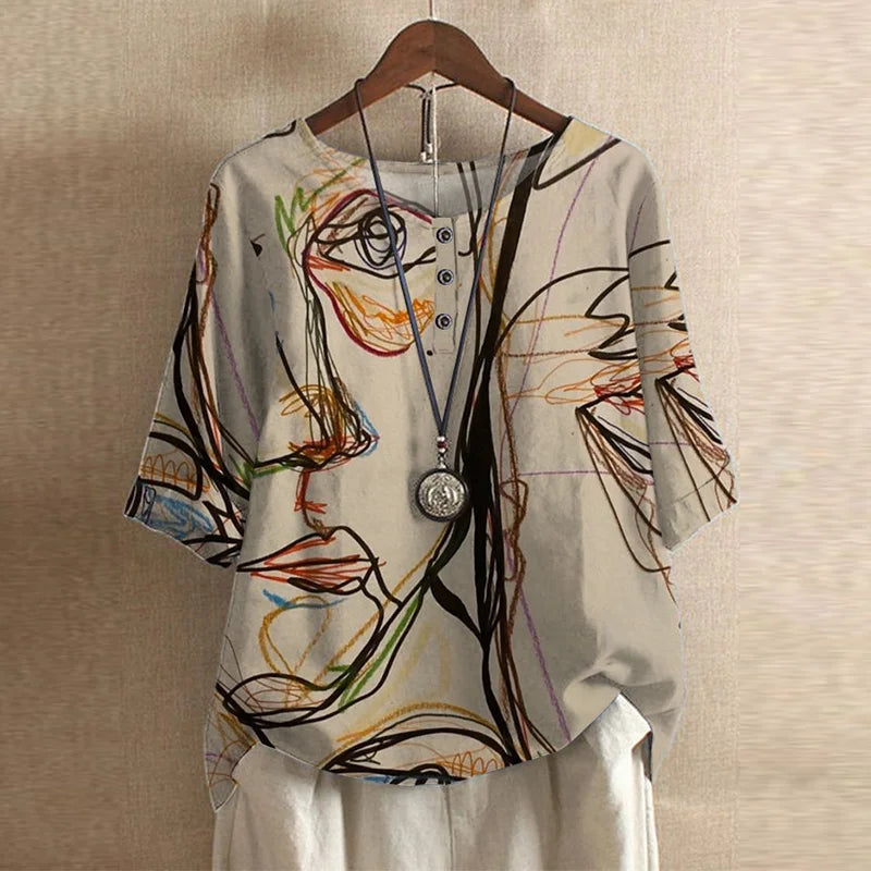 Casual Retro-Inspired Blouse