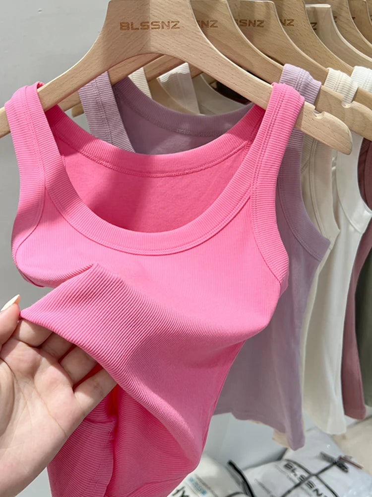 Ribbed Cropped Wife Beater Tank Top for Women