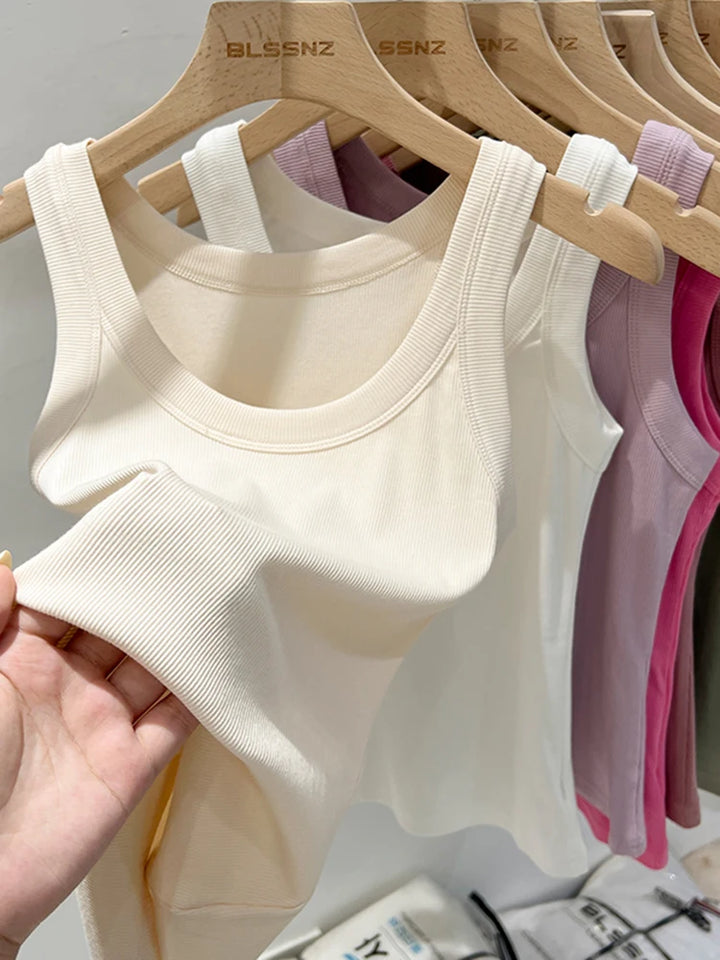 Ribbed Cropped Wife Beater Tank Top for Women