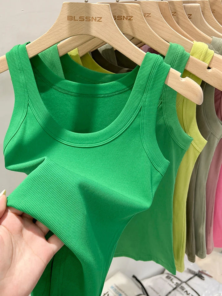 Ribbed Cropped Wife Beater Tank Top for Women
